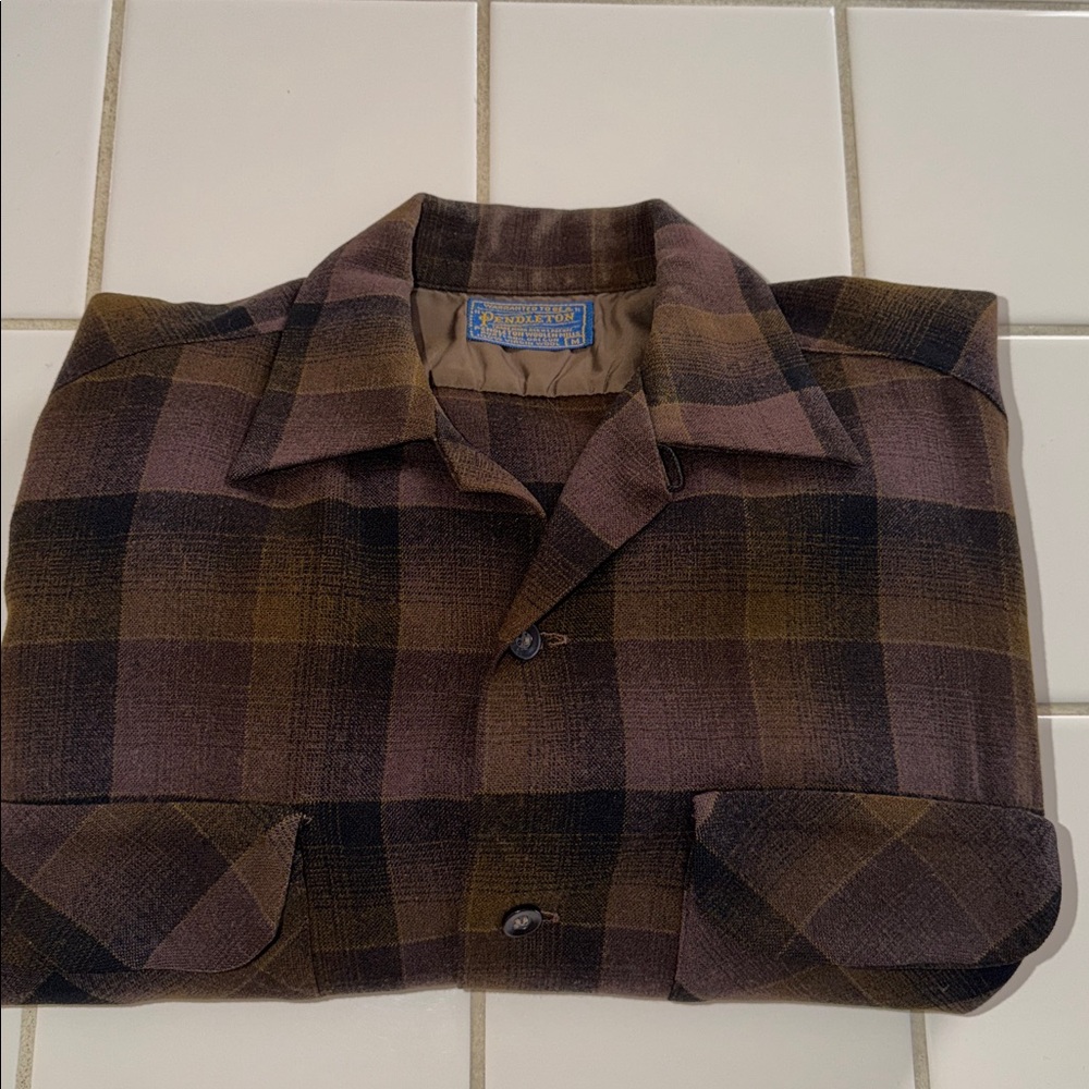 Pendleton Long Sleeve Shirt Wool Button Down M - image 1